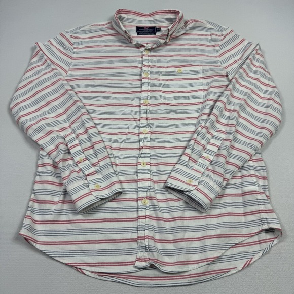 Vineyard Vines Men's Slim Longshore Shirt Linen Blend Striped Multicolor Medium - Picture 2 of 11